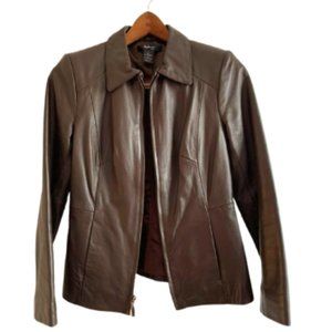 Women's Supple Brown Leather Jacket With Front Zip